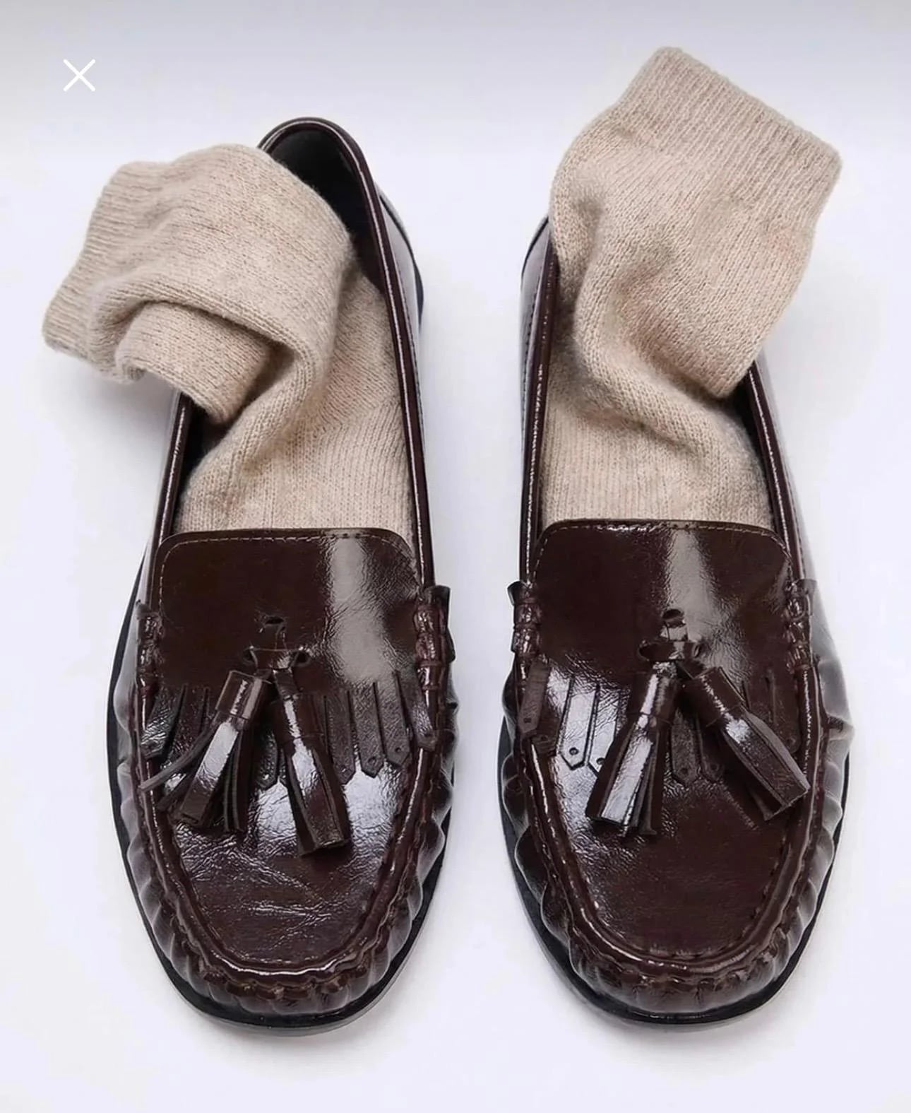 Braune Damen Slip-On Slipper mit Sockeneinsatz - Farbe: Braun, Farbenarten: Genarbtes Lackleder - Foto 1 / 1