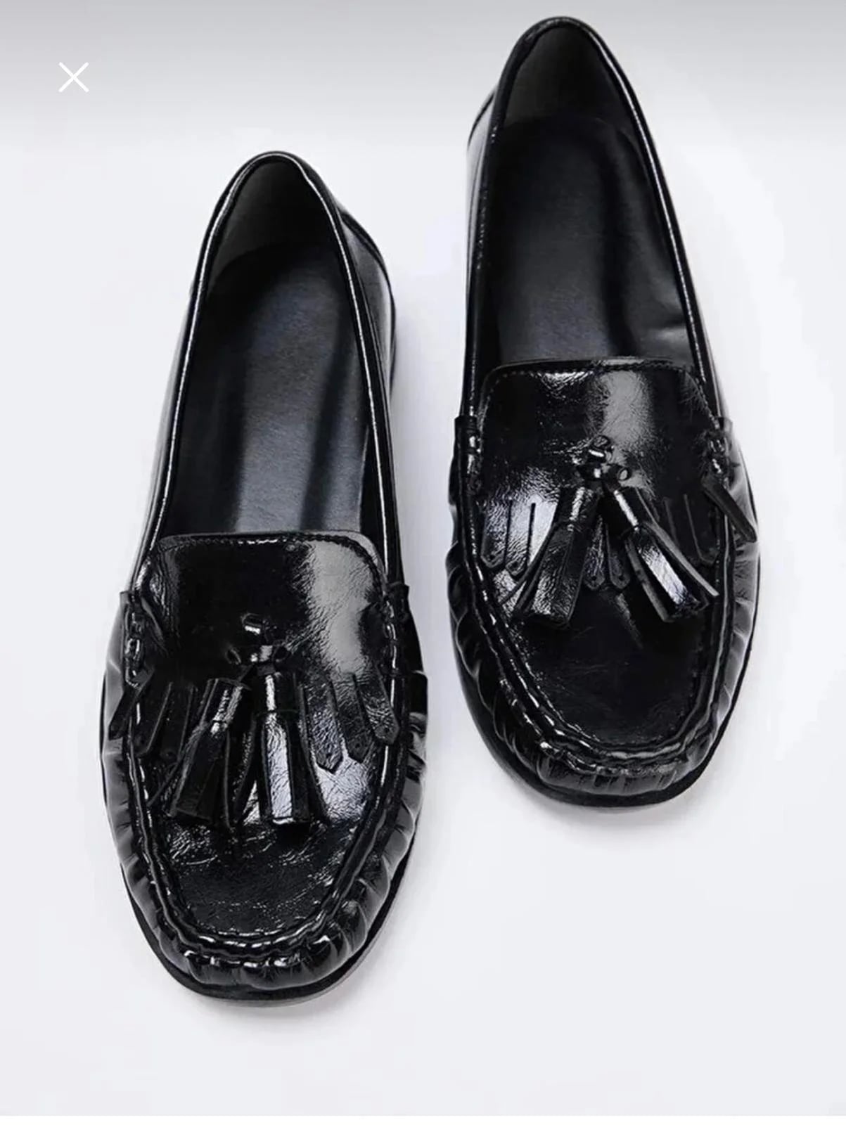Women's Casual Slip-On Shoes - 8-Pair Carton - Color: Black, Color Types: Wrinkled Patent Leather - Image 1 of 2