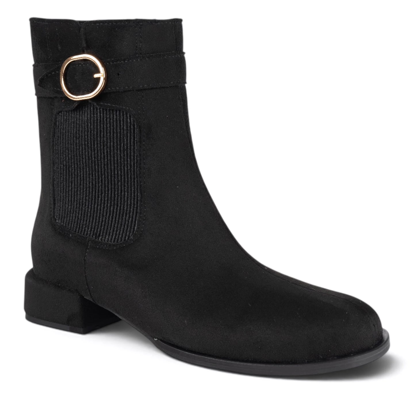 Women's Zipper Heeled Ankle Boots (8-Pair Carton) - Color: Black, Color Types: Suede - Image 2 of 5