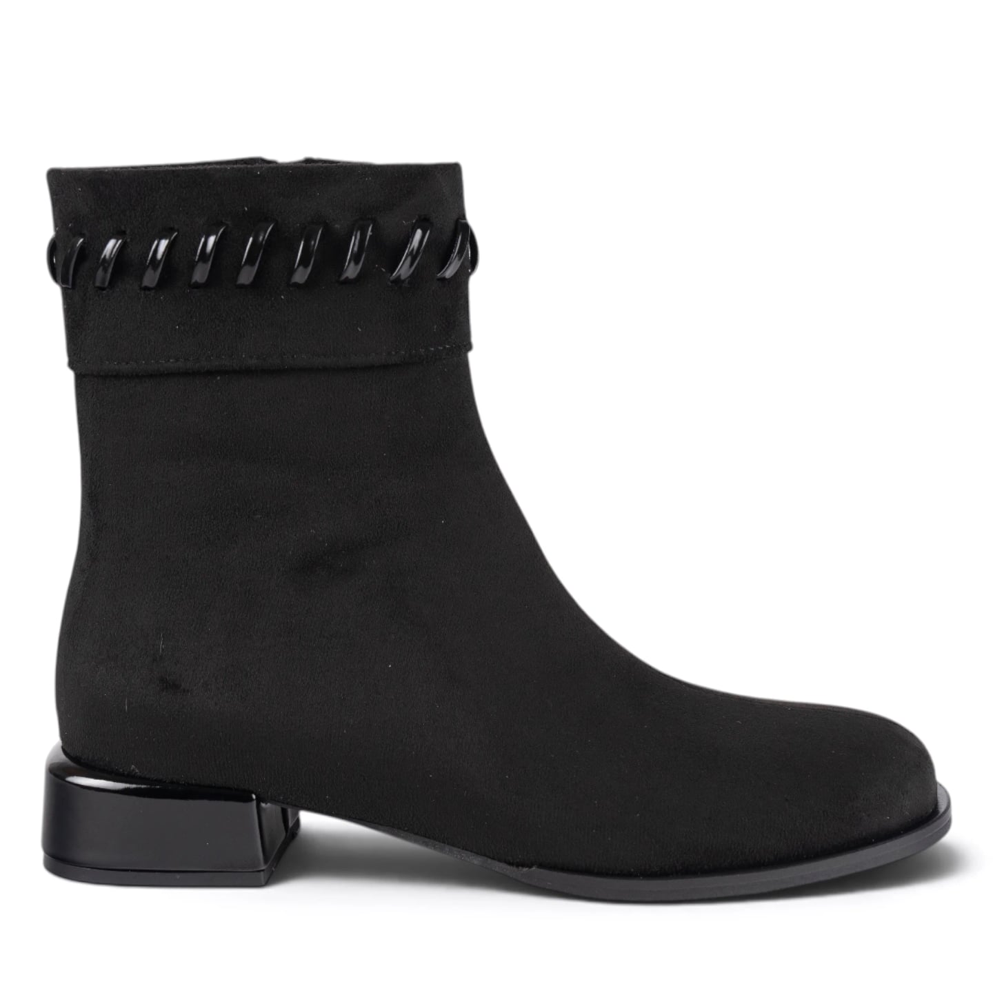 Women's Black Zipper Ankle Boots - Color: Black, Color Types: Suede - Image 1 of 5