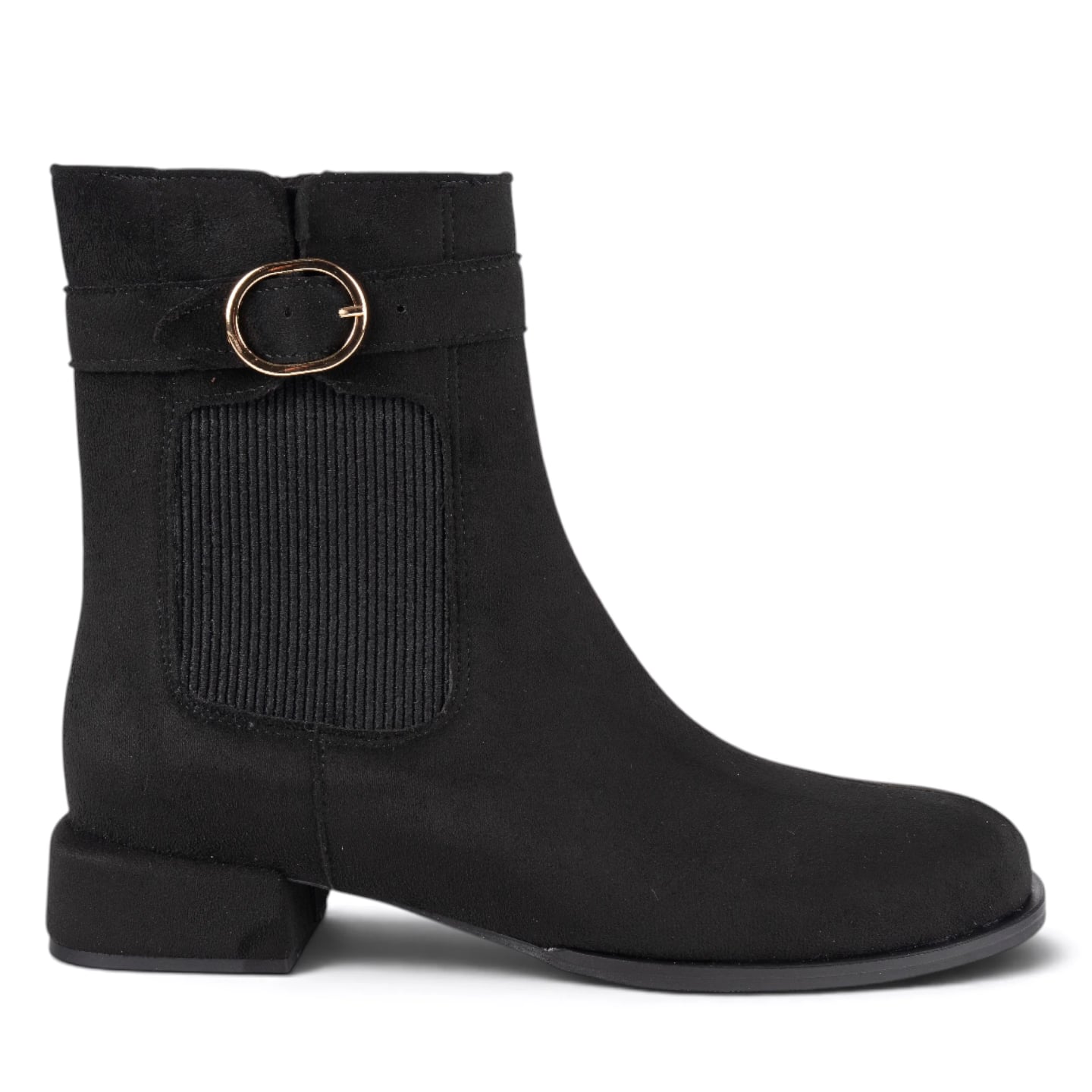 Women's Zipper Heeled Ankle Boots (8-Pair Carton) - Color: Black, Color Types: Suede - Image 1 of 5