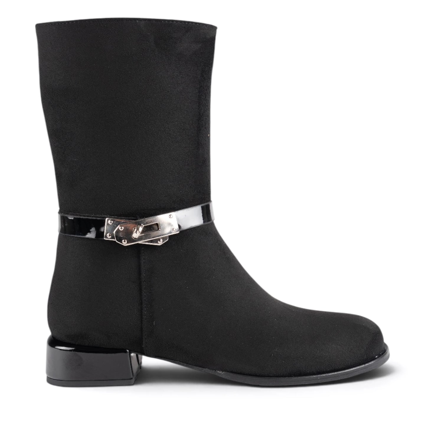Women's Black Heeled Ankle Boots - Color: Black, Color Types: Suede - Image 1 of 5