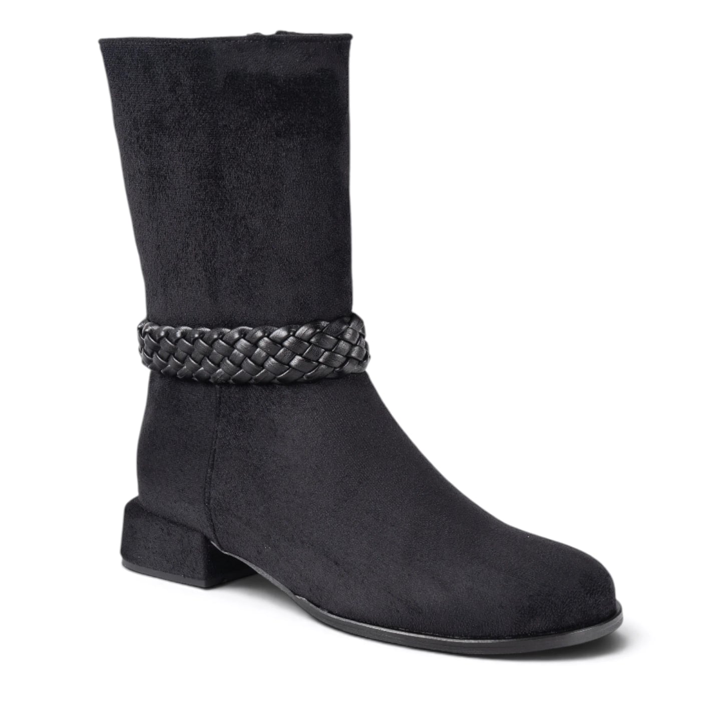 Women's Winter Zippered Heeled Ankle Boots (8 Pairs) - Color: Black, Color Types: Suede - Image 2 of 5