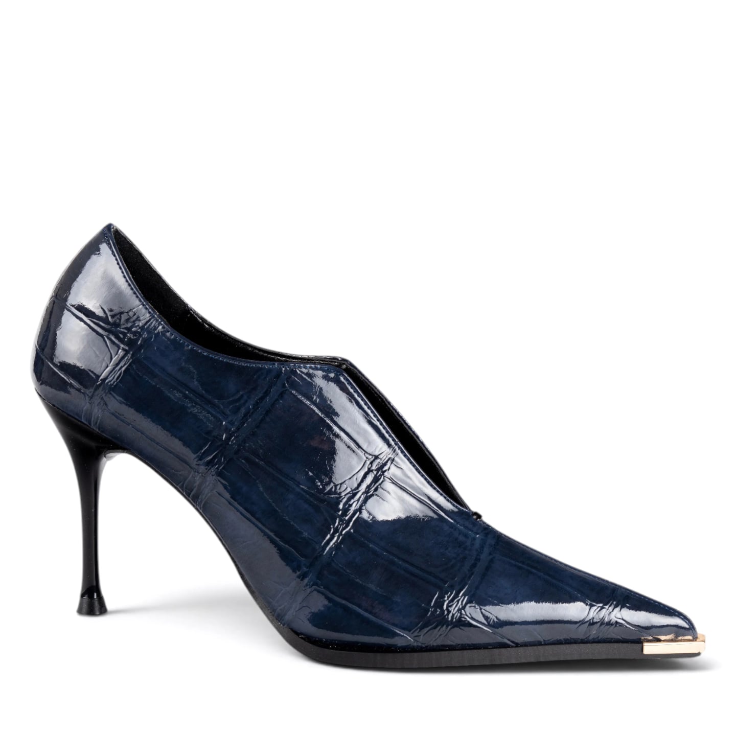 Women's Blue Synthetic Leather Stiletto Heels - Color: Blue, Color Types: Crocodile - Image 1 of 5