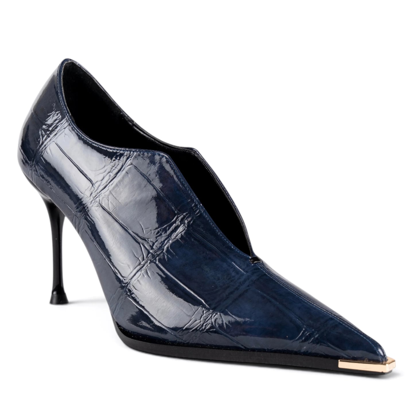 Women's Blue Synthetic Leather Stiletto Heels - Color: Blue, Color Types: Crocodile - Image 2 of 5
