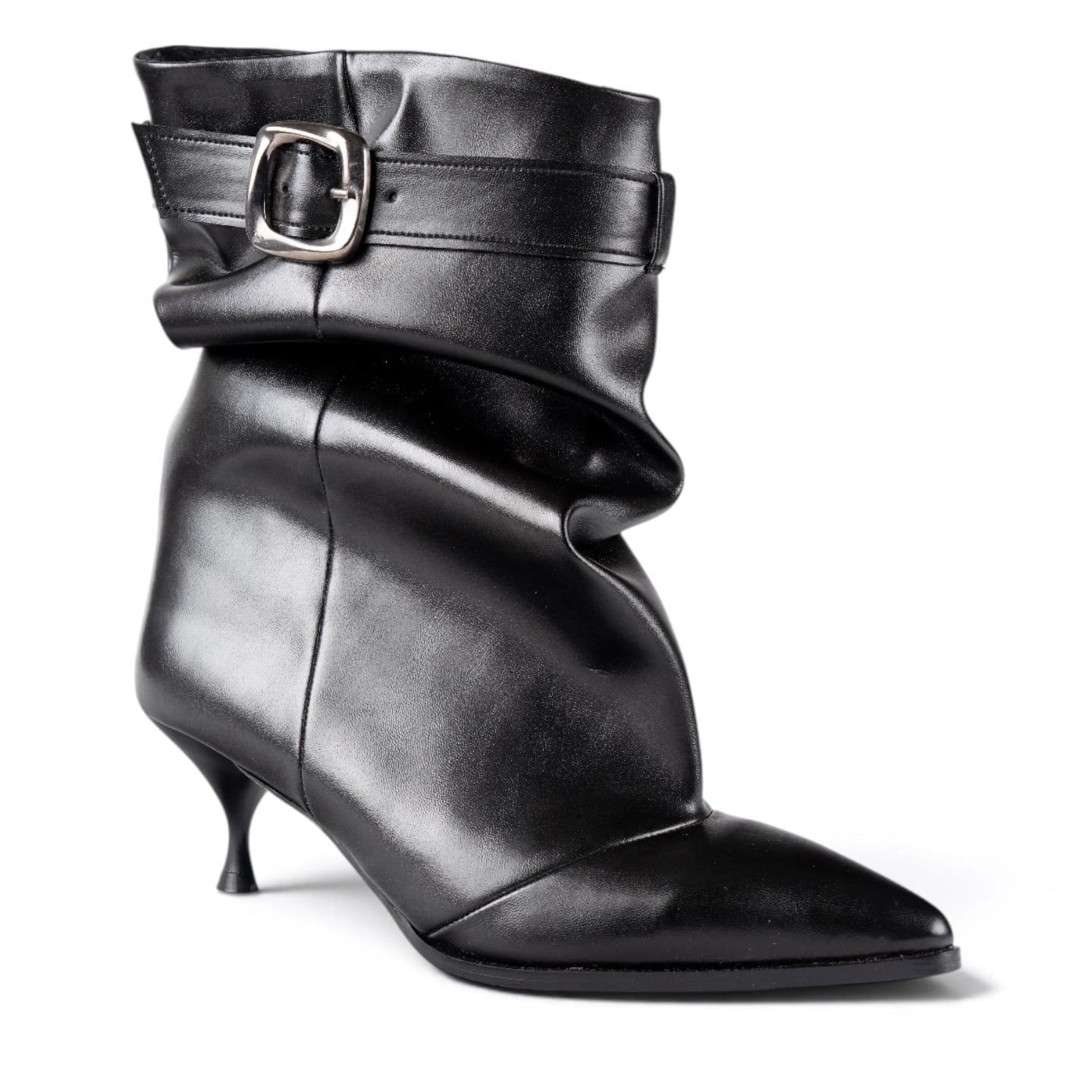 Women's Black Buckled Heeled Ankle Boots (8 Pairs) - Color: Black, Color Types: Leather - Image 2 of 6