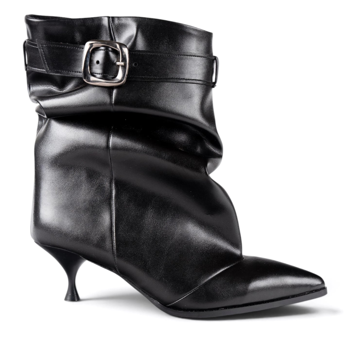 Women's Black Buckled Heeled Ankle Boots (8 Pairs) - Color: Black, Color Types: Leather - Image 1 of 6