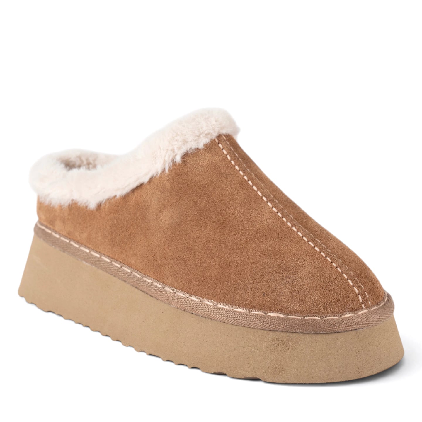 Women's Leather Winter Slip-On Boots - Color: Beige, Color Types: Suede - Image 2 of 5