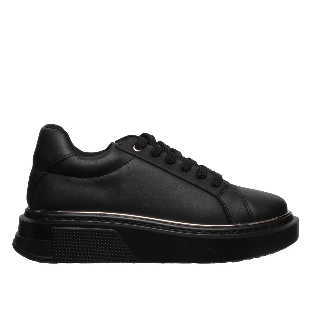Kadın Siyah Bağcıklı Spor Sneaker - Renk: Siyah - Fotoğraf 1 / 4