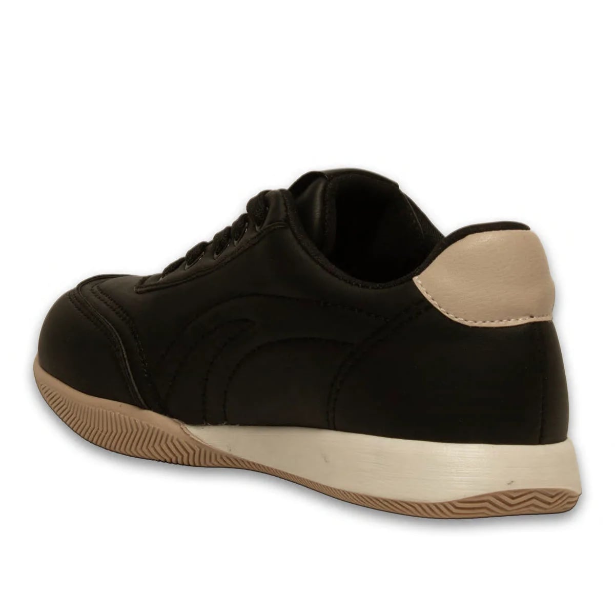 Siyah Bağcıklı Kadın Spor Sneaker – Günlük Kullanıma Uygun Rahat Model – Toptan - Renk: Siyah - Fotoğraf 3 / 4