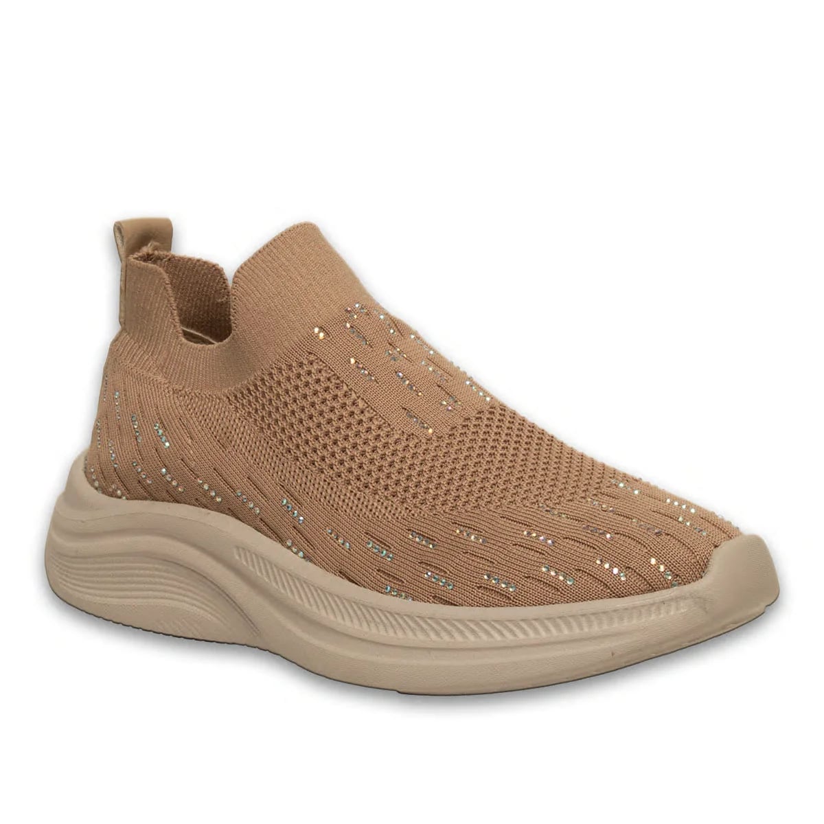 Nude Kadın Spor Sneaker – Bağcıksız Triko Tasarım – Nefes Alabilir Yapı – Gün Boyu Rahatlık ve Akıllı Pet Teknolojisi – Toptan - Renk: Nude - Fotoğraf 2 / 4