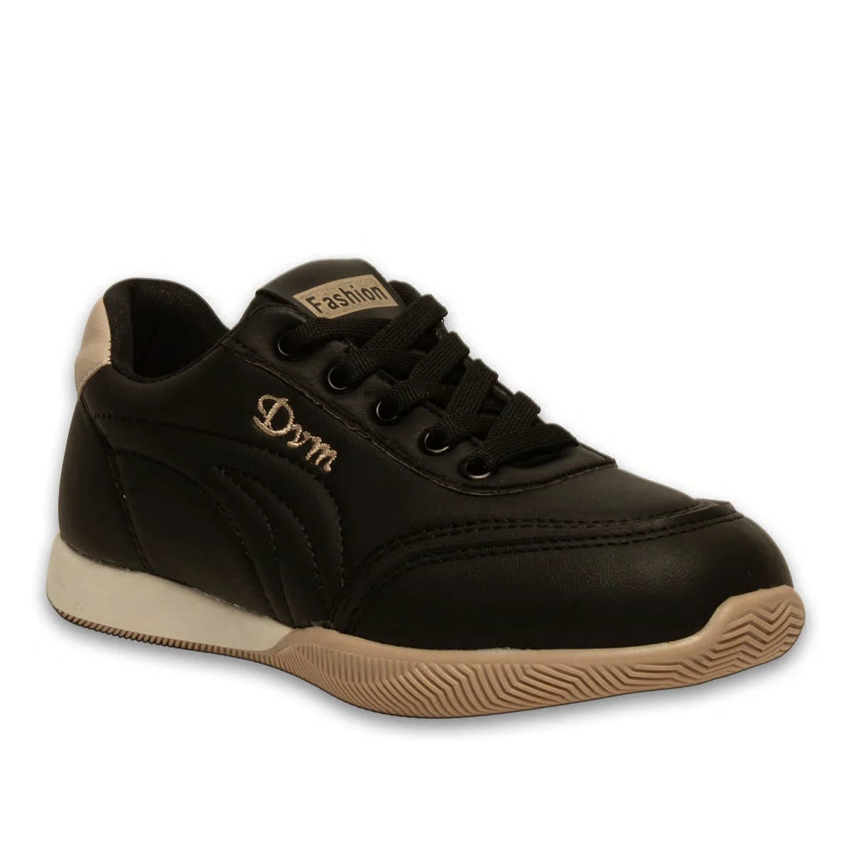 Siyah Bağcıklı Kadın Spor Sneaker – Günlük Kullanıma Uygun Rahat Model – Toptan - Renk: Siyah - Fotoğraf 2 / 4
