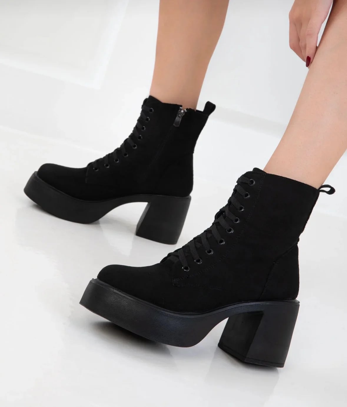 Women's Wedge Ankle Boots (8-Pair Carton) - Color: Black, Color Types: Suede - Image 2 of 4