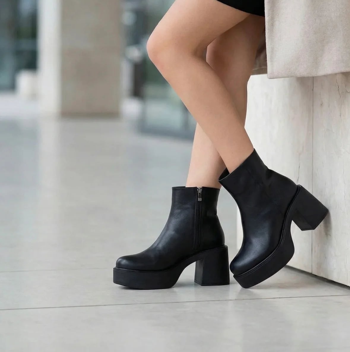 Women's Winter Wedge Ankle Boots – 8-Pair Carton - Color: Black, Color Types: Leather - Image 2 of 5